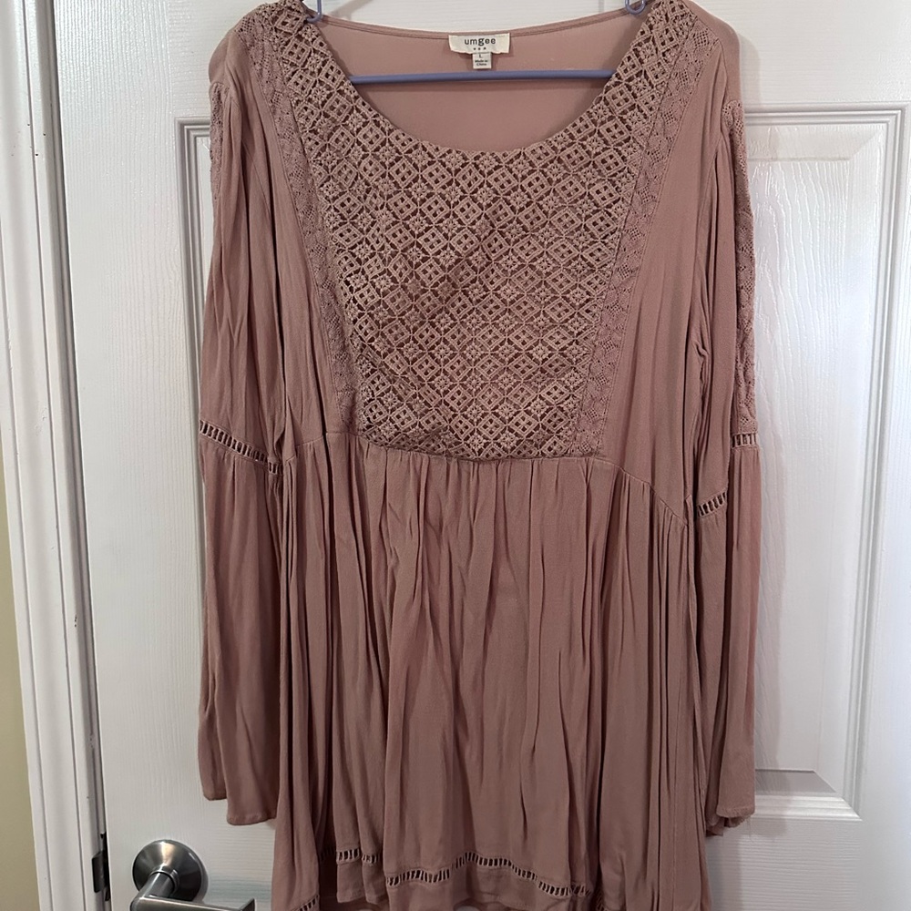 Pink Long Sleeve Tunic Top